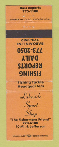 Matchbook Cover - Lakeside Sport Shop fishing tackle Detroit?