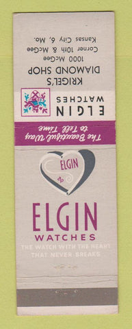 Matchbook Cover - Elgin Watches Krigel's Jewelry Kansas City MO