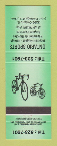 Matchbook Cover - Ontario Sports Bicycles Montreal QC