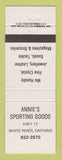 Matchbook Cover - Annie's Sporting Goods White River ON
