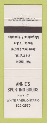 Matchbook Cover - Annie's Sporting Goods White River ON
