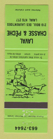 Matchbook Cover - Laval Chasse Peche Sporting Goods Laval QC GREEN