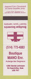 Matchbook Cover - Boutique Mano St Hyacinthe QC