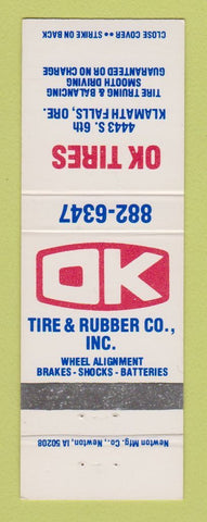 Matchbook Cover - OK Tires Rubber Klamath Falls OR
