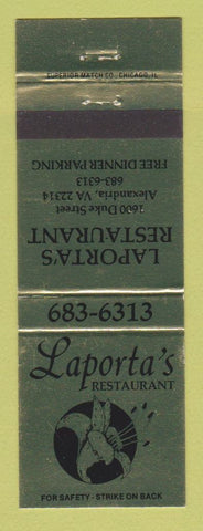 Matchbook Cover - Laporta's Restaurant Alexandria VA