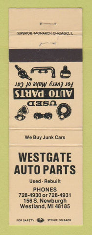 Matchbook Cover - Westgate Auto Parts Westland MI WEAR