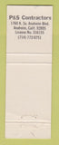 Matchbook Cover - Gazebo P&S Contractors Anaheim CA WEAR