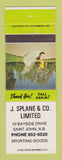 Matchbook Cover - J Splane Sporting Goods St John NB