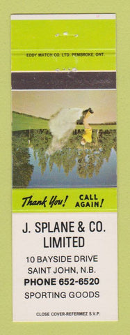 Matchbook Cover - J Splane Sporting Goods St John NB
