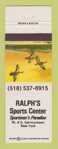 Matchbook Cover - Ralph's Sports Center Germantown NY