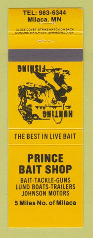 Matchbook Cover - Prince Bait Shop Milaca MN sporting goods