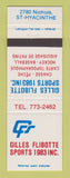 Matchbook Cover - Gilles Flibotte Sporting Goods St Hyacinthe QC