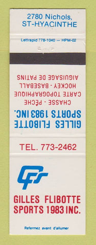 Matchbook Cover - Gilles Flibotte Sporting Goods St Hyacinthe QC