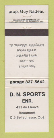 Matchbook Cover - DN Sporting Goods Bellechasse QC WEAR