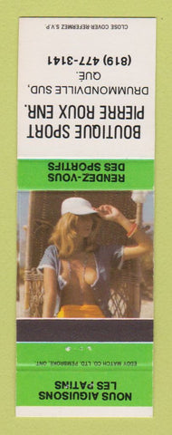Matchbook Cover - Boutique Sports Pierre Roux Drummondville QC pinup