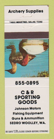 Matchbook Cover - C&R Sporting Goods Johnson Boat Motors Sedro Woolley WA