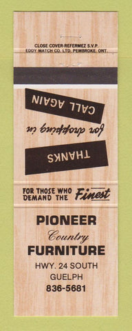 Matchbook Cover - Pioneer Country Furniture Guelph ON