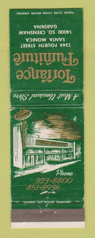Matchbook Cover - Torrance Furniture Gardena Santa Monica CA