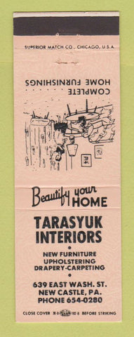 Matchbook Cover - Tarasyuk Interiors Furniture New Castle PA