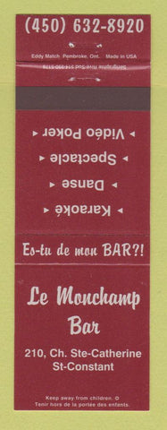Matchbook Cover - Le Monchamp Bar St Constant QC karaoke