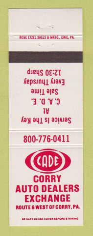 Matchbook Cover - Corry Auto Dealers Exchange Corry PA