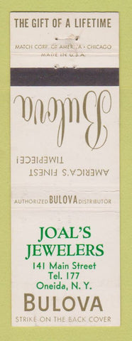 Matchbook Cover - Bulova Watches Joal's Jewelry Oneida NY