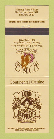 Matchbook Cover - Lord Jeffrey's Restaurant Amherst NH Salem