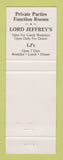 Matchbook Cover - Lord Jeffrey's Restaurant Amherst NH Salem