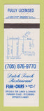 Matchbook Cover - Dutch Touch Restaurant Peterborough ON
