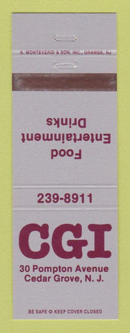 Matchbook Cover - CGI Restaurant Cedar Grove NJ