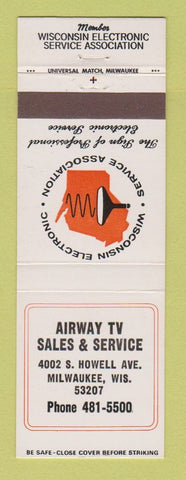 Matchbook Cover - Airway TV Sales Service Milwaukee WI