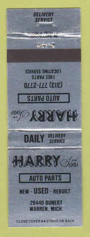 Matchbook Cover - Harry and Sons Auto Parts Warren MI WEAR