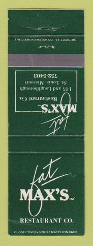 Matchbook Cover - Fat Max's Restaurant St Louis MO