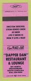 Matchbook Cover - Dapper Dan Restaurant Lounge Orangeburg SC