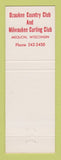 Matchbook Cover - Ozaukee Country Club Milwaukee Curling Mequon WI Christmas