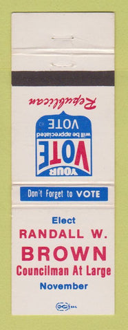 Matchbook Cover - Randall Brown Councilman Election