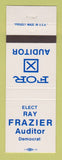 Matchbook Cover - Ray Frazier Auditor Election