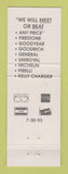 Matchbook Cover - B&B Wholesale Tire Wheel Youngstown OH