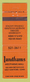 Matchbook Cover - Landhams Restaurant West Hartford CT