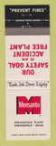 Matchbook Cover - Monsanto Safety Springfield MA Plant