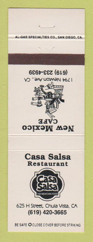 Matchbook Cover - Casa Salsa Restaurant Mexican Chula Vista CA