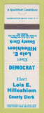 Matchbook Cover - Lois Hilleshiem County Clerk Election Waukesha WI