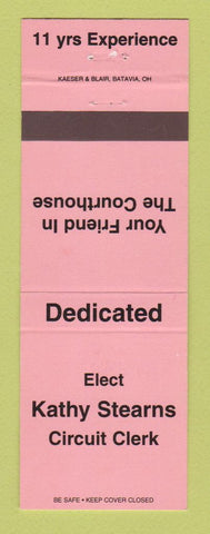 Matchbook Cover - Kathy Stearns Circuit Clerk Election NEON ORANGE