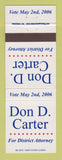Matchbook Cover - Don Carter District Attorney Election 2006