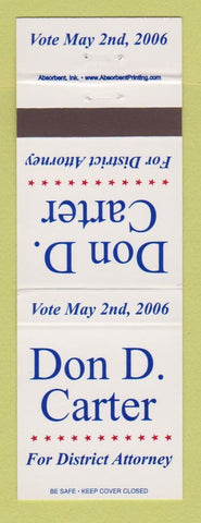 Matchbook Cover - Don Carter District Attorney Election 2006