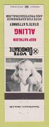 Matchbook Cover - Kathleen Alling State's Attorney Election