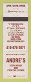 Matchbook Cover - Andre's Steak House Richmond IL