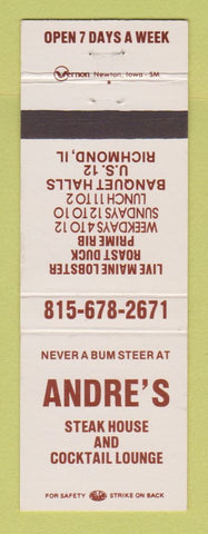 Matchbook Cover - Andre's Steak House Richmond IL