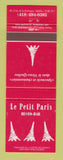Matchbook Cover - Le Petis Paris Restaurant Quebec QC Eiffel Tower