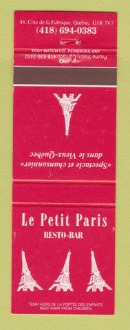 Matchbook Cover - Le Petis Paris Restaurant Quebec QC Eiffel Tower